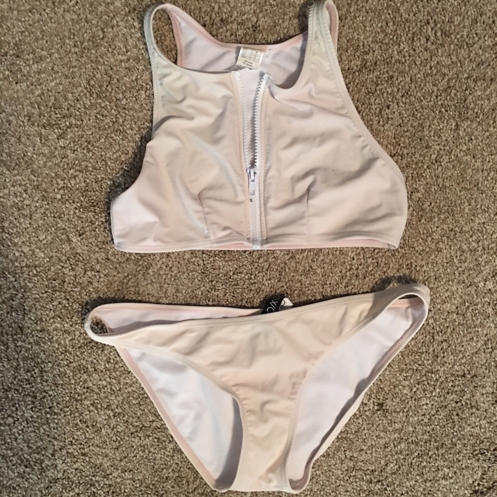 Shopo baby pink zip up swim